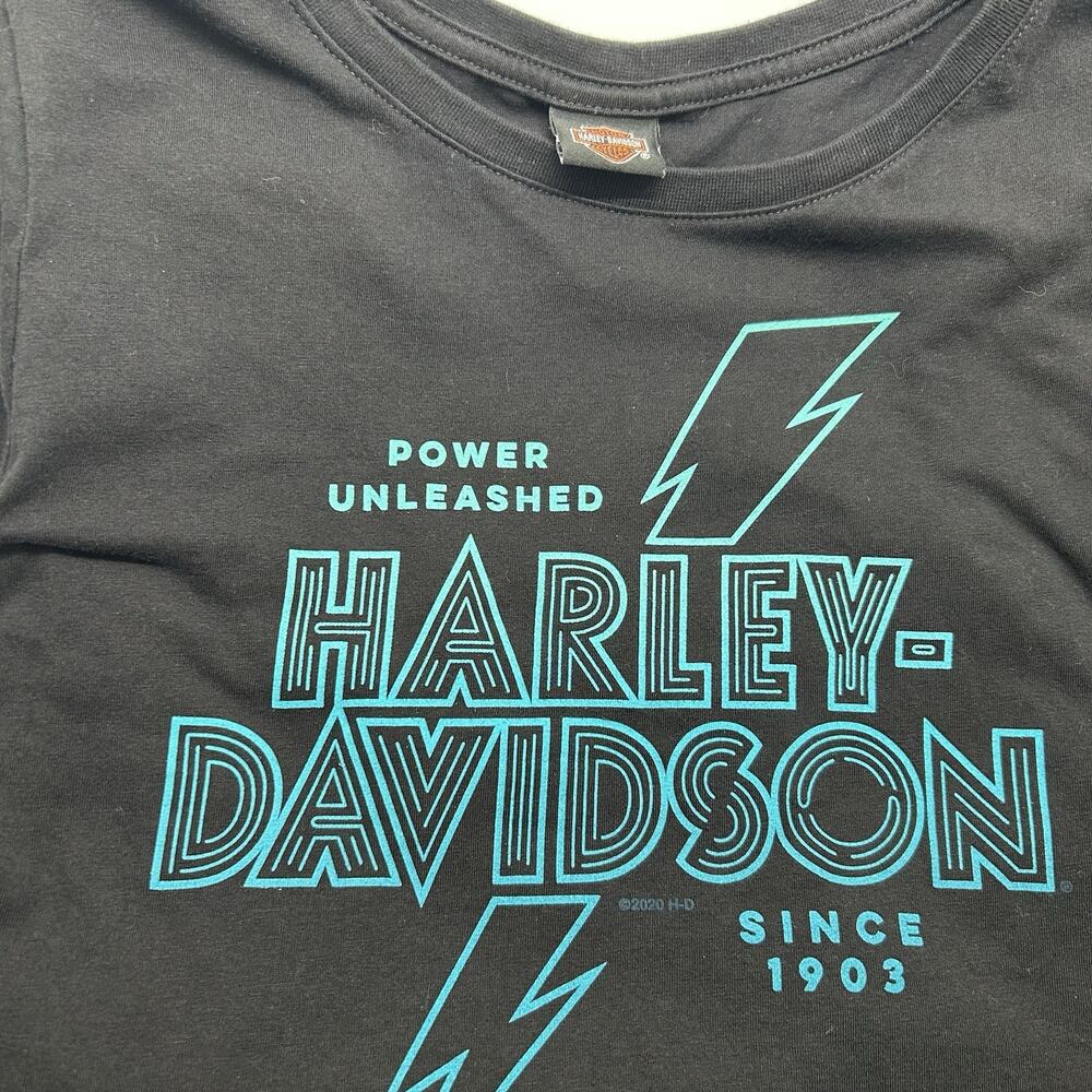 Harley Davidson Women L Shirt Top Unleash The Power Motorcycle USA Ohio - Picture 1 of 6